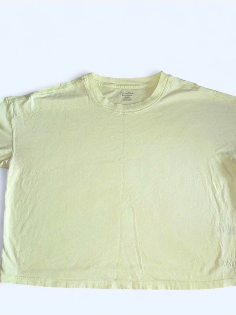 Calvin Klein Pale Yellow Light Green Crewneck T-Shirt